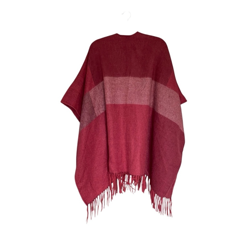 WOOLRICH Cozy Blanket Wrap Poncho Burgundy One Size - Picture 4 of 7